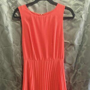 Coral Pleated Maxi Dress (Size S)